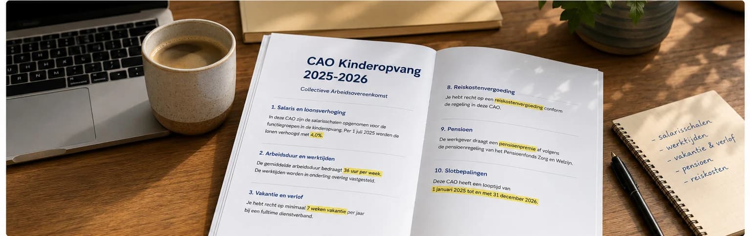 CAO Kinderopvang 2025-2026 — samenvatting en officiële PDF